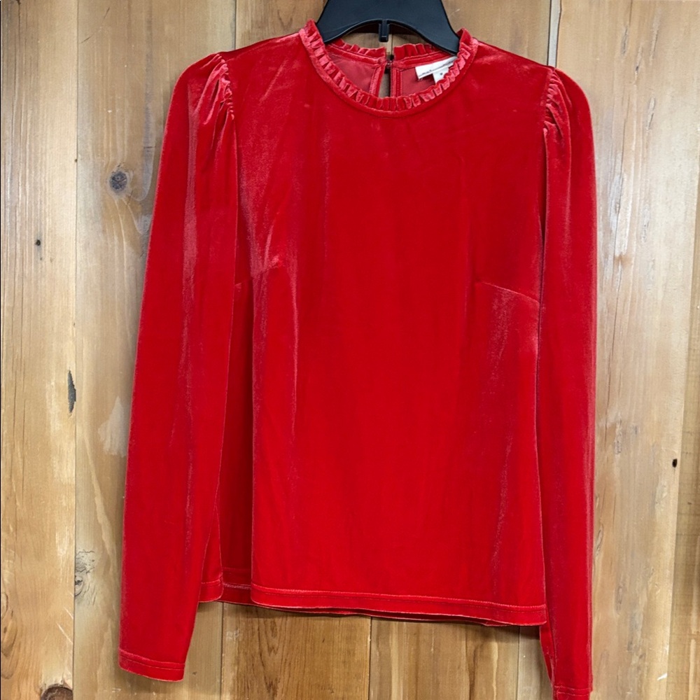 Maison Jules Red Velvet Blouse